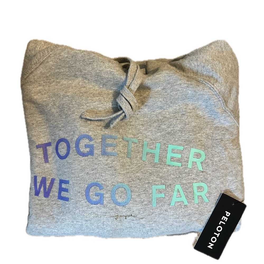NWT Peloton Gray Hoodie with Vibrant Text